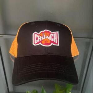 Crunch Fitness Men's Black and Orange Trucker Hat